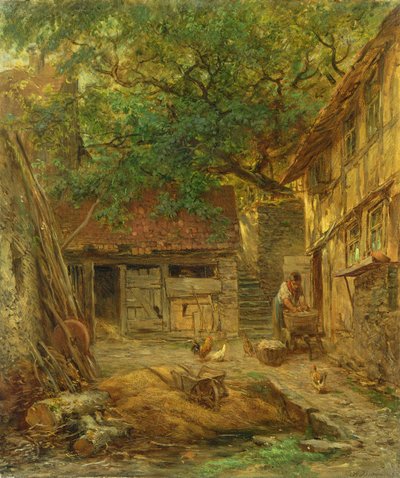 Ein Bauernhofhof, 1862 von Anton Burger